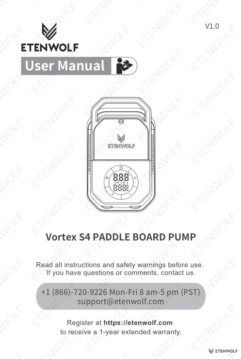 ETENWOLF S4 SUP Pump Manual Page - 1