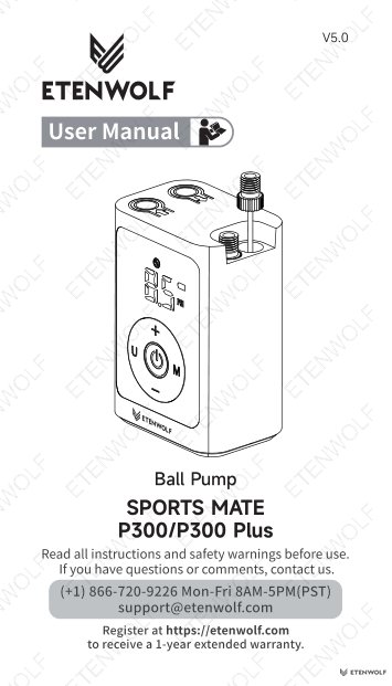 ETENWOLF P300 Smart Ball Pump Manual Page - 1