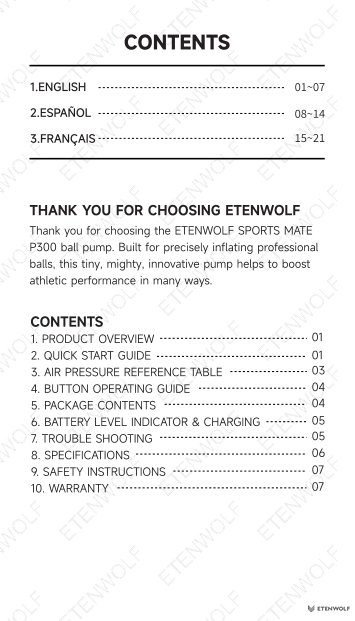 ETENWOLF P300 Smart Ball Pump Manual Page - 2