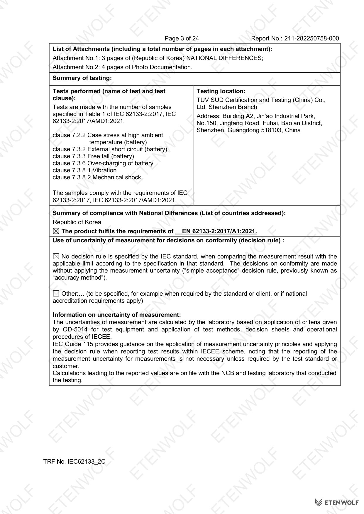 ETENWOLF P200 IEC 62133-2 CB Test Report 211-282250758-000 — Page 3