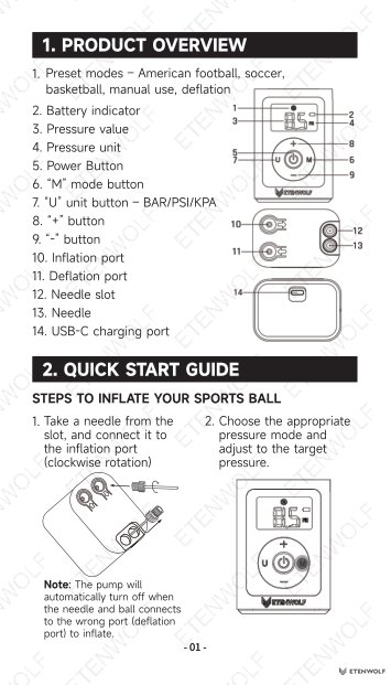 ETENWOLF P300 Smart Ball Pump Manual Page - 3