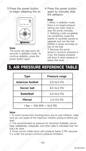 ETENWOLF P300 Smart Ball Pump Manual Page - 5