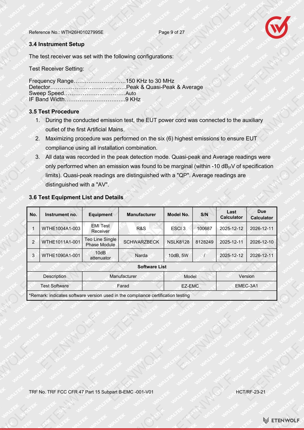 ETENWOLF CL5 FCC-SDoC Test Report WTH26H01027995E — Page 9