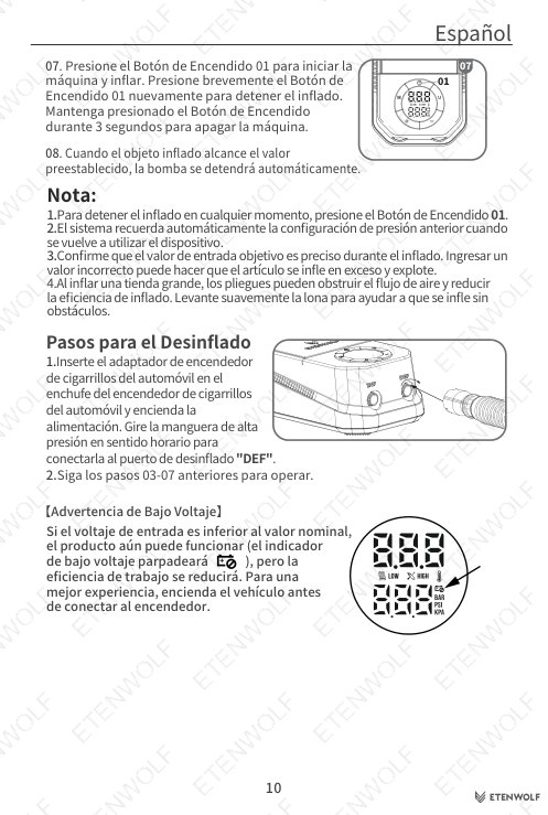 ETENWOLF S4 SUP Pump Manual Page - 11