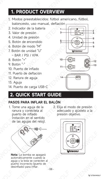 ETENWOLF P300 Smart Ball Pump Manual Page - 11