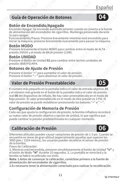 ETENWOLF S4 SUP Pump Manual Page - 12