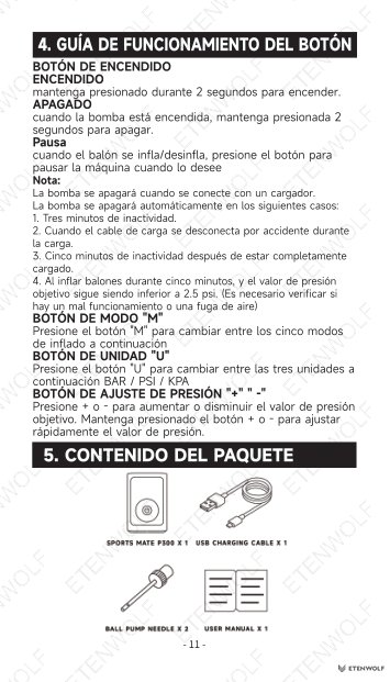 ETENWOLF P300 Smart Ball Pump Manual Page - 14