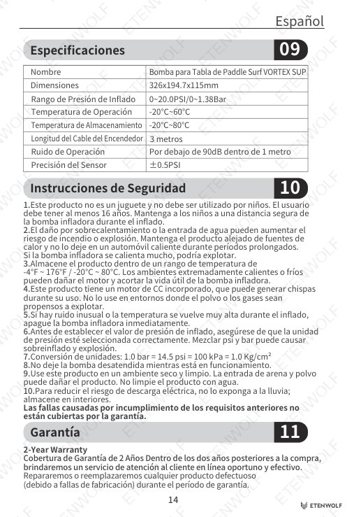 ETENWOLF S4 SUP Pump Manual Page - 15