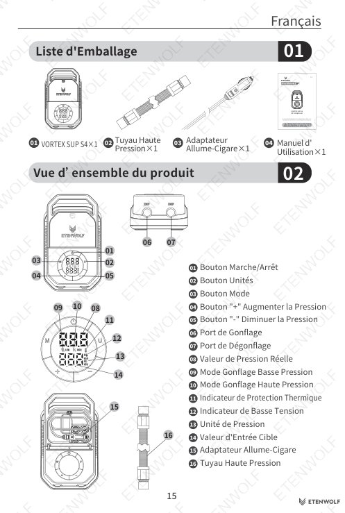 ETENWOLF S4 SUP Pump Manual Page - 16