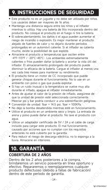 ETENWOLF P300 Smart Ball Pump Manual Page - 17