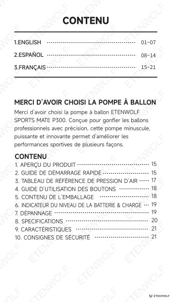 ETENWOLF P300 Smart Ball Pump Manual Page - 18