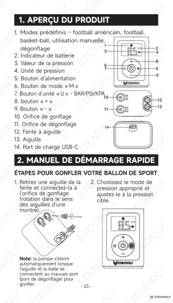 ETENWOLF P300 Smart Ball Pump Manual Page - 19