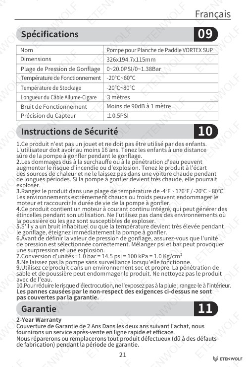 ETENWOLF S4 SUP Pump Manual Page - 22
