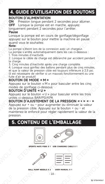 ETENWOLF P300 Smart Ball Pump Manual Page - 22