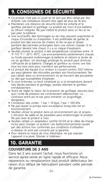 ETENWOLF P300 Smart Ball Pump Manual Page - 25